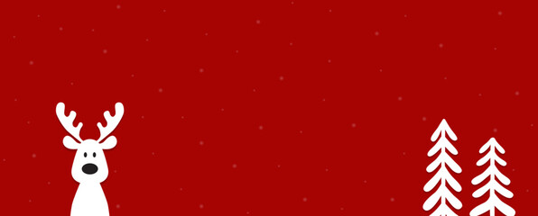 Cute Christmas reindeer on a red background. Christmas background, banner, or card. © TestersDesigns