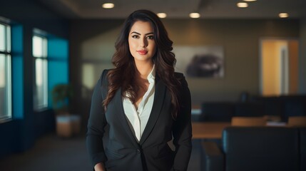 Plus size business woman model in a suit, office, Generative AI - obrazy, fototapety, plakaty