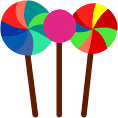 This is an illustration of colorful lollipops on a white background. Generative AI