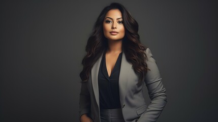 Naklejka premium Plus size business woman model in a suit, office, Generative AI