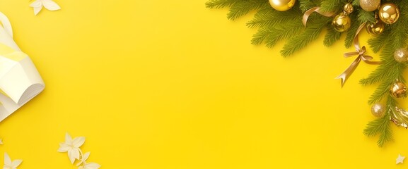 Beautiful Christmas Wallpaper on Light Yellow Color Background