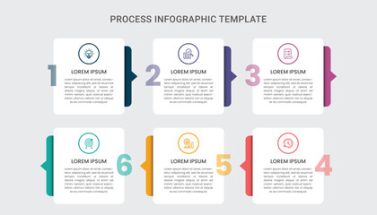 Infographic business template design with icons, 6 step or process.