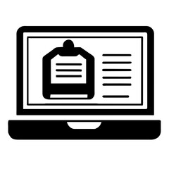 Laptop and document icon. Vector illustration isolated on white background. Generative AI