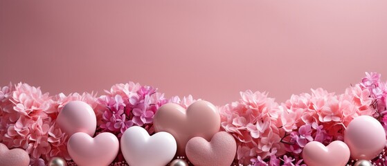 A pastel pink background with a pink heart as a Valentine's Day banner .
