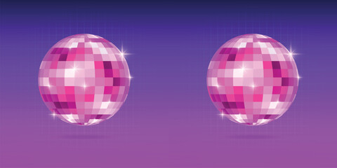 Neon disco ball background and night club party ball light glowing	
