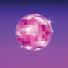 Neon disco ball background and night club party ball light glowing	
