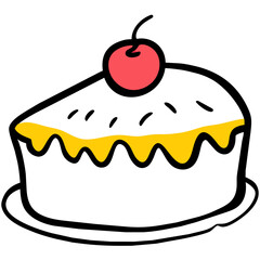 Cake with cherries on a white background. Vector illustration. AI Generated