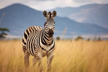 Poster Magnificent Zebra Grazing on Vast Serengeti Savannah, Iconic Wildlife of Africa © Светлана Акифьева