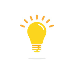 yellow lightbulb icon like quick tip. flat trend modern simple logotype graphic design isolated on white. concept of efficient knowledge or smart brainstorming and being creativity and new aha