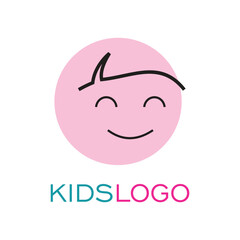 Kids logo design simple concept Premium Vector