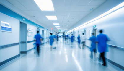Obraz premium Abstract Healthcare: Blurred Hospital Hallway