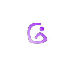 illustration of the letter G with purple gradations with dots