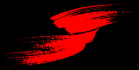Red paint brush stroke shapes over black background vector design. Cool adverticement banner Black Friday sale or Valentine's card background design.
