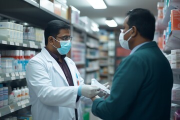 Pharmacist in a medical mask