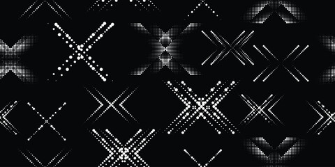 Naklejka premium Halftone dots seamless pattern texture. Grange shapes .Grunge textured . Vector shapes with half tone dots .Screen print endless pattern texture
