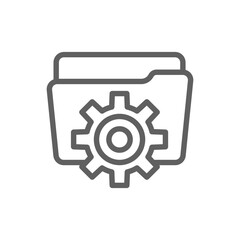 Data management icon. Simple outline style. Document, file, folder, record, digital database, system information concept. Thin line symbol. Vector illustration isolated. Editable stroke.