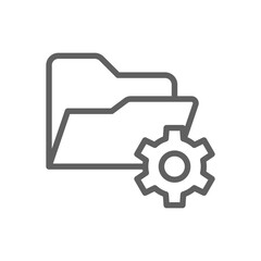Data management icon. Simple outline style. Document, file, folder, record, digital database, system information concept. Thin line symbol. Vector illustration isolated. Editable stroke.