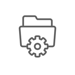 Data management icon. Simple outline style. Document, file, folder, record, digital database, system information concept. Thin line symbol. Vector illustration isolated. Editable stroke.