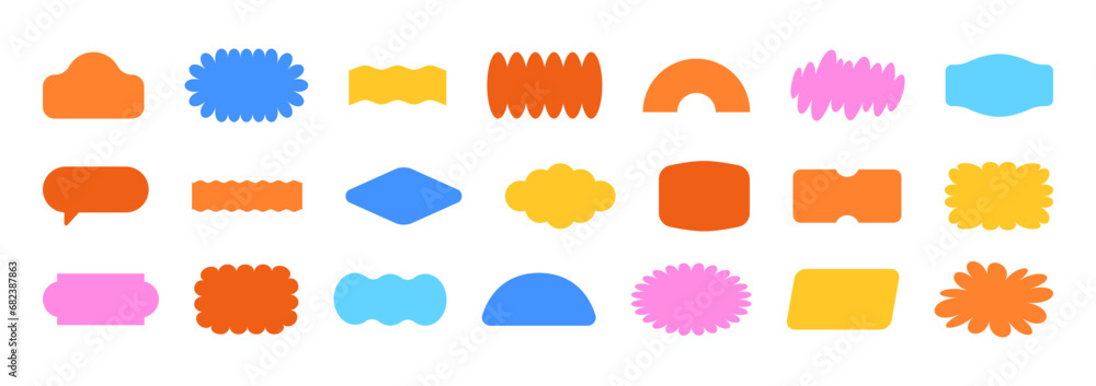 Poster Vector set of minimalist design elements, futuristic shapes and geometric figures and stars - abstract background elements for branding