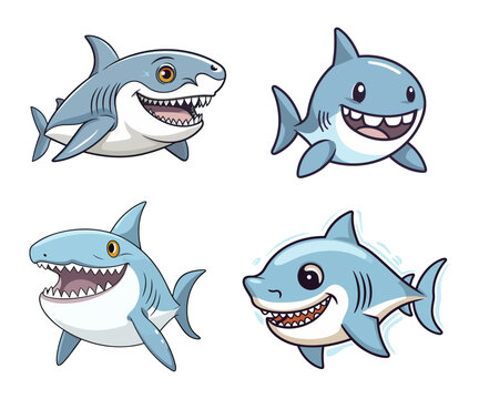 Cute shark cartoon vector illustration