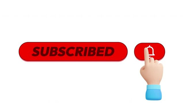 Youtube Subscribe Click Bell Icon Animation 3D Hand Clicked Subscribed Button Animation Background