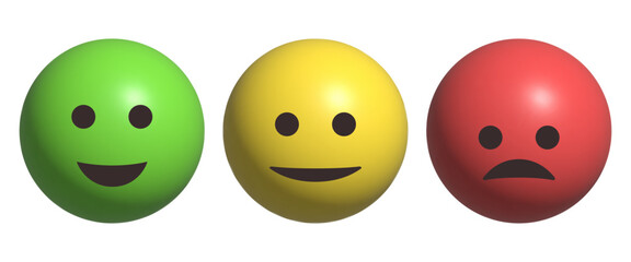 Rating scale or pain scale. From red to green smiley. Vector clipart isolated on white background.