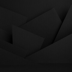 Luxury black stage mockup with abstract geometric pattern of angles, polygons and triangles as...