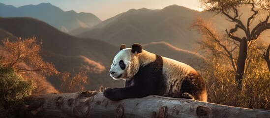 cute panda is in the forest