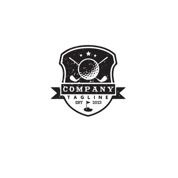 vintage golf badge logo design vector template illustration