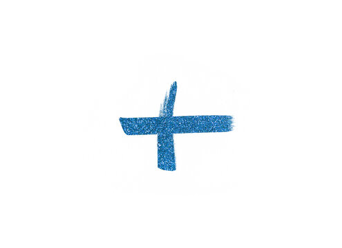 plus sign blue glitter object on transparent png background