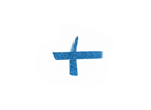 plus sign blue glitter object on transparent png background