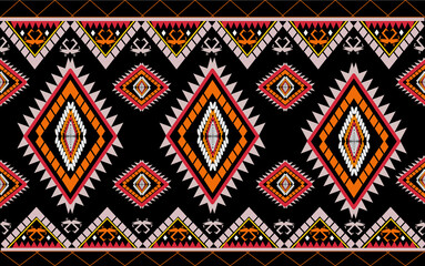 Beautiful carpet ethnic art. Geometric ethnic seamless pattern in tribal. American, Mexican style. Design for background, wallpaper, illustration, fabric, clothing, carpet, textile, batik, embroidery.