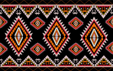 Beautiful carpet ethnic art. Geometric ethnic seamless pattern in tribal. American, Mexican style. Design for background, wallpaper, illustration, fabric, clothing, carpet, textile, batik, embroidery.