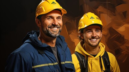 Cheerful Laborers: Smiles Amidst the Yellow