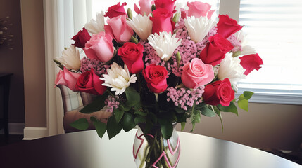 vase valentine's day flowers arrangement decorative