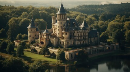 Beautiful castle view from above - obrazy, fototapety, plakaty