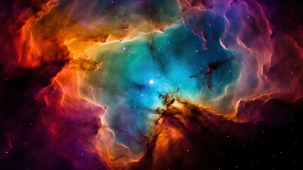 Colorful nebula, detailed image, high resolution, James Webb Space Telescope