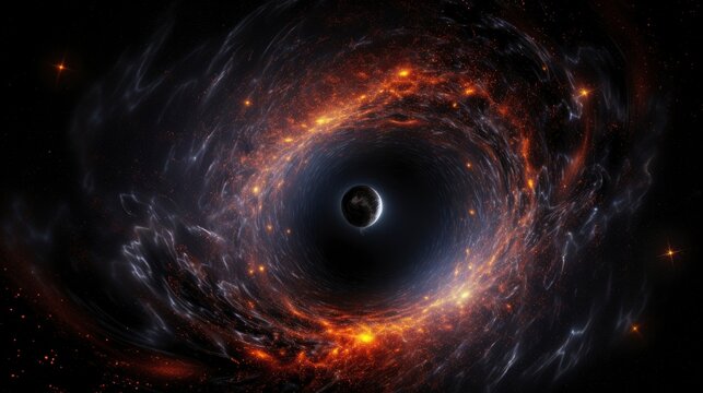 Cosmic photo of black hole at close range , detailed high resolution professional space photo