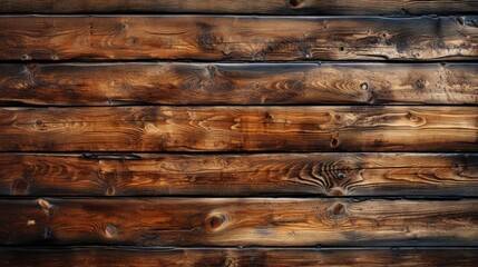 Aged Wooden Wall with Deep Brown Color and Rough Texture