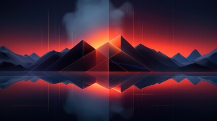 Abstract geometric shapes on a landscape background
