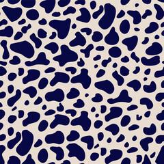 Cow seamless pattern. Freeform shapes repeated on light background. Vector illustration cartoon doodle style.