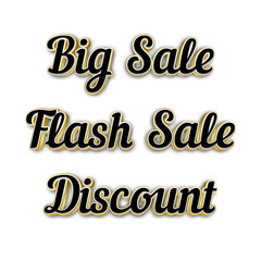 Fototapeta premium Promotional label text design with black and gold color