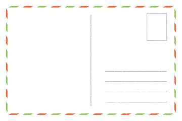 blank postcard template with place for stamp and Christmas colors. brown craft paper texture