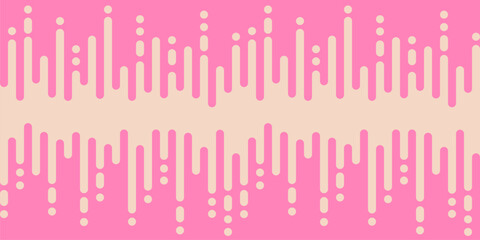Vector seamless pattern. Simple hot pink and beige background with rounded lines, curved fluid shapes, sound waves. Halftone transition effect. Modern retro style texture. Trendy repeated geo design