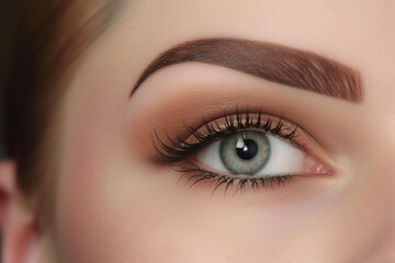 Obraz premium Eyebrows permanent makeup cosmetic. Instrument care young face. Generate Ai