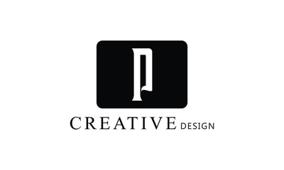 P white letter creative brand simple minimal logo design for all kind of business.