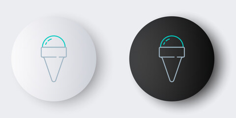 Line Ice cream in waffle cone icon isolated on grey background. Sweet symbol. Colorful outline concept. Vector