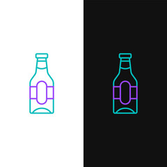Line Beer bottle icon isolated on white and black background. Colorful outline concept. Vector