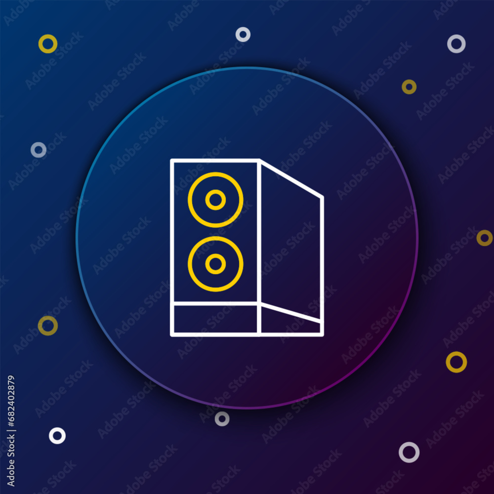Poster line case of computer icon isolated on blue background. computer server. workstation. colorful outli