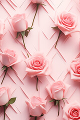 Pink roses on a pink background.Pattern.Pastel colors.